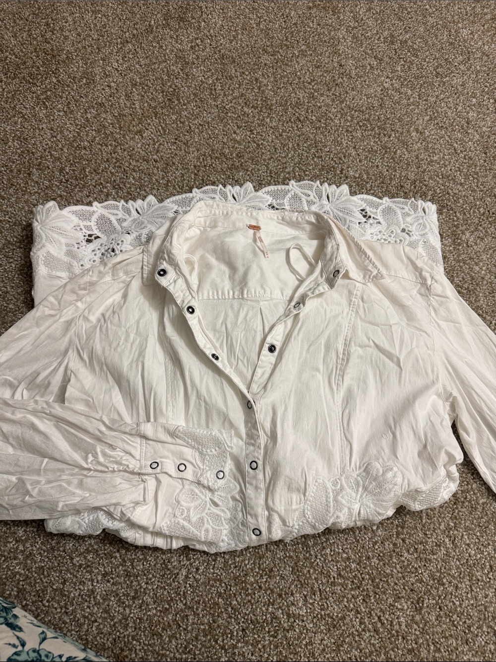 Free People White Embroidered Button-Front dress with slip dress